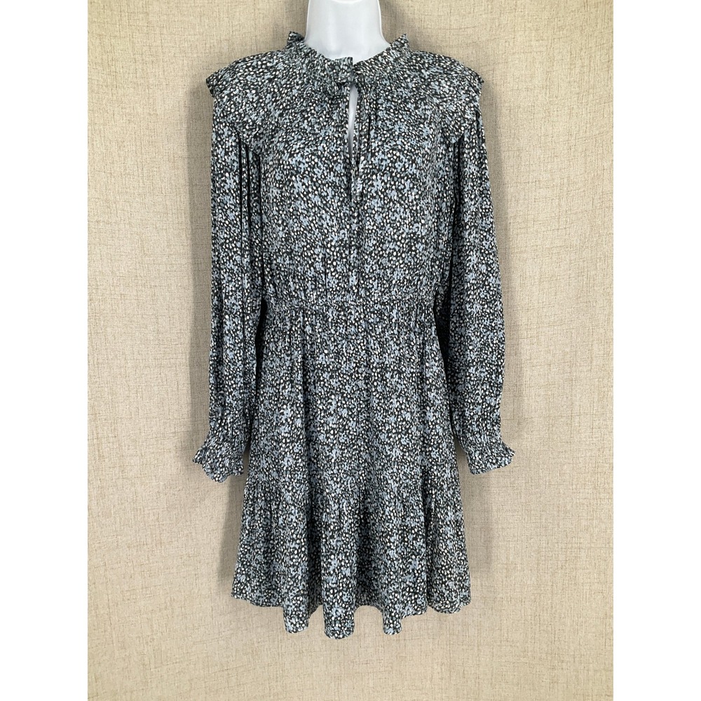 Gap Dress Women M Blue Floral Boho Ruffle Smocked Tiered Midi Cottagecore Modest